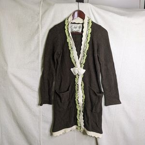 Anthropologie Field Flower Ruffle Cardigan Sweater